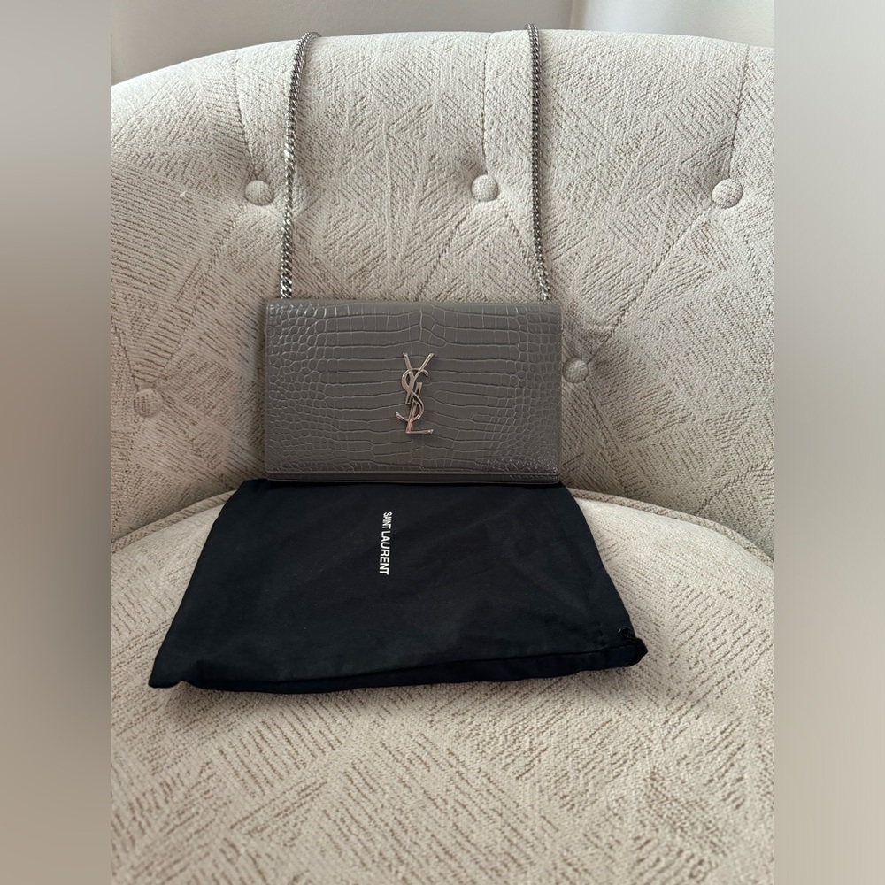 YSL Small Kate in Crocodile Embossed Leather